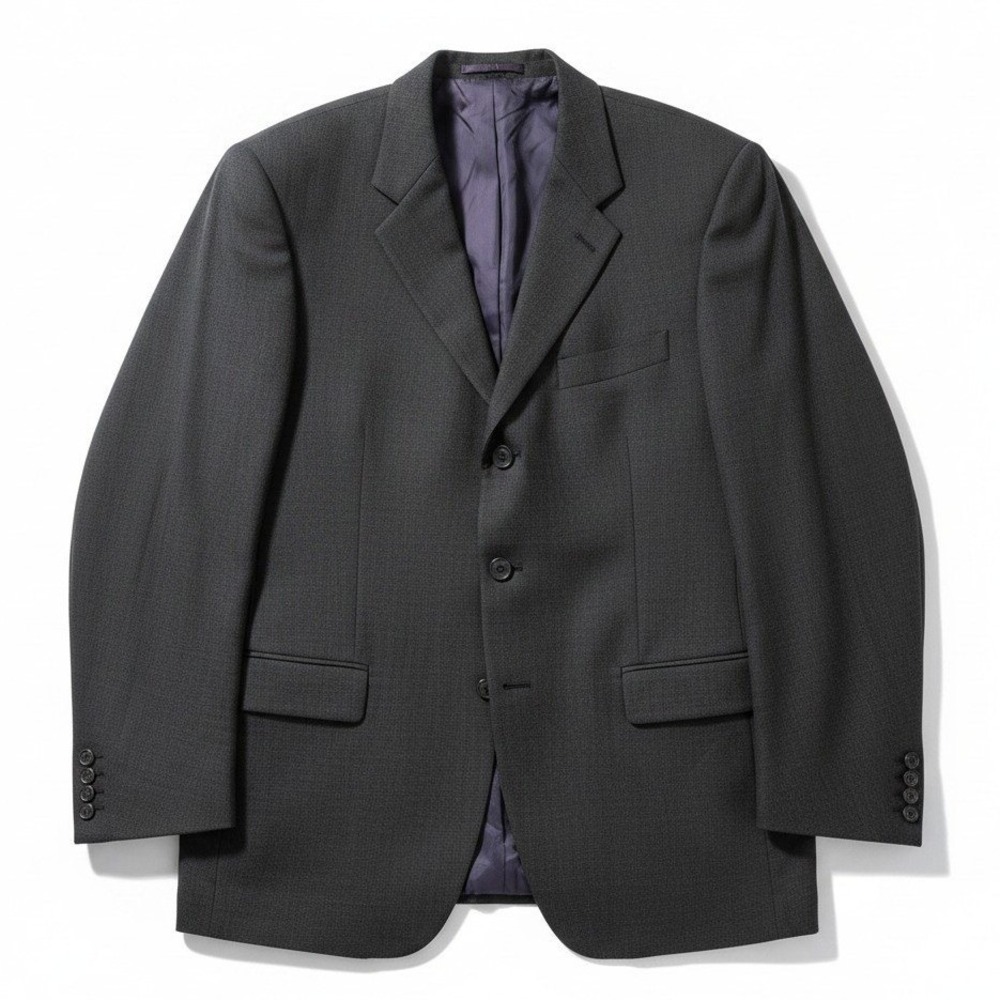 Jones New York Silk Sharkskin Wool Blazer, Charcoal Gray Sport Coat, Men's 44L